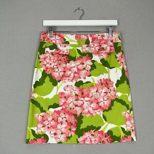 Elizabeth Mckay Skirt Womens 2 Green A-Line Hydrangea Floral Preppy Retro Resort